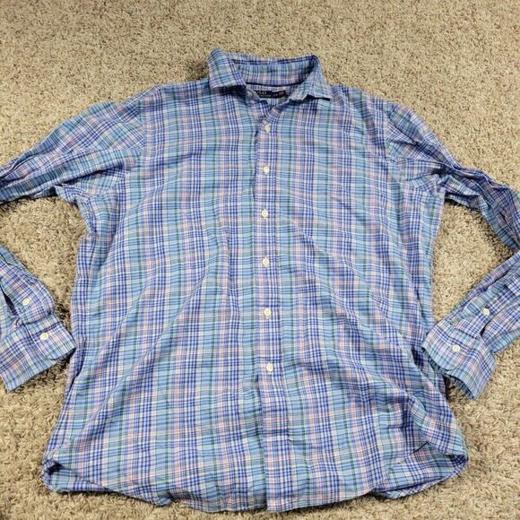 Polo Ralph Lauren Shirt Mens Large Colorful Plaid Button Up Long Sleeve Preppy - Picture 2 of 7